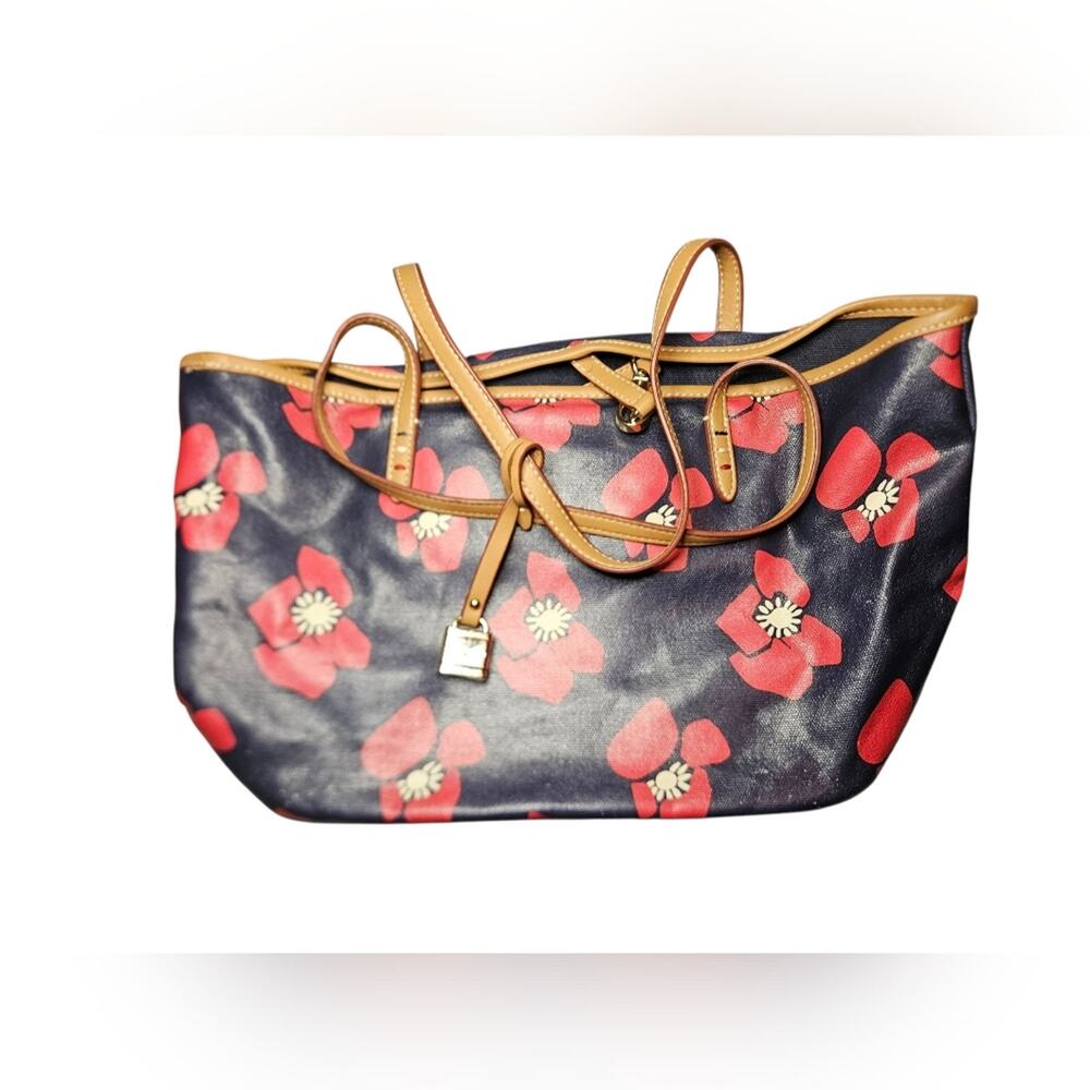 Tommy Hilfiger Women's Tote/Purse, Floral Design with Tan Accents, Used.